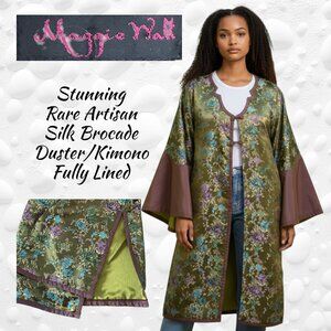 Stunning Maggie Walt 100% Silk Kimono Coat - Fully Lined - Excellent Condition